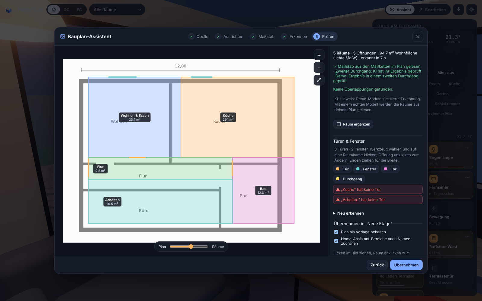 Floor plan assistant review step